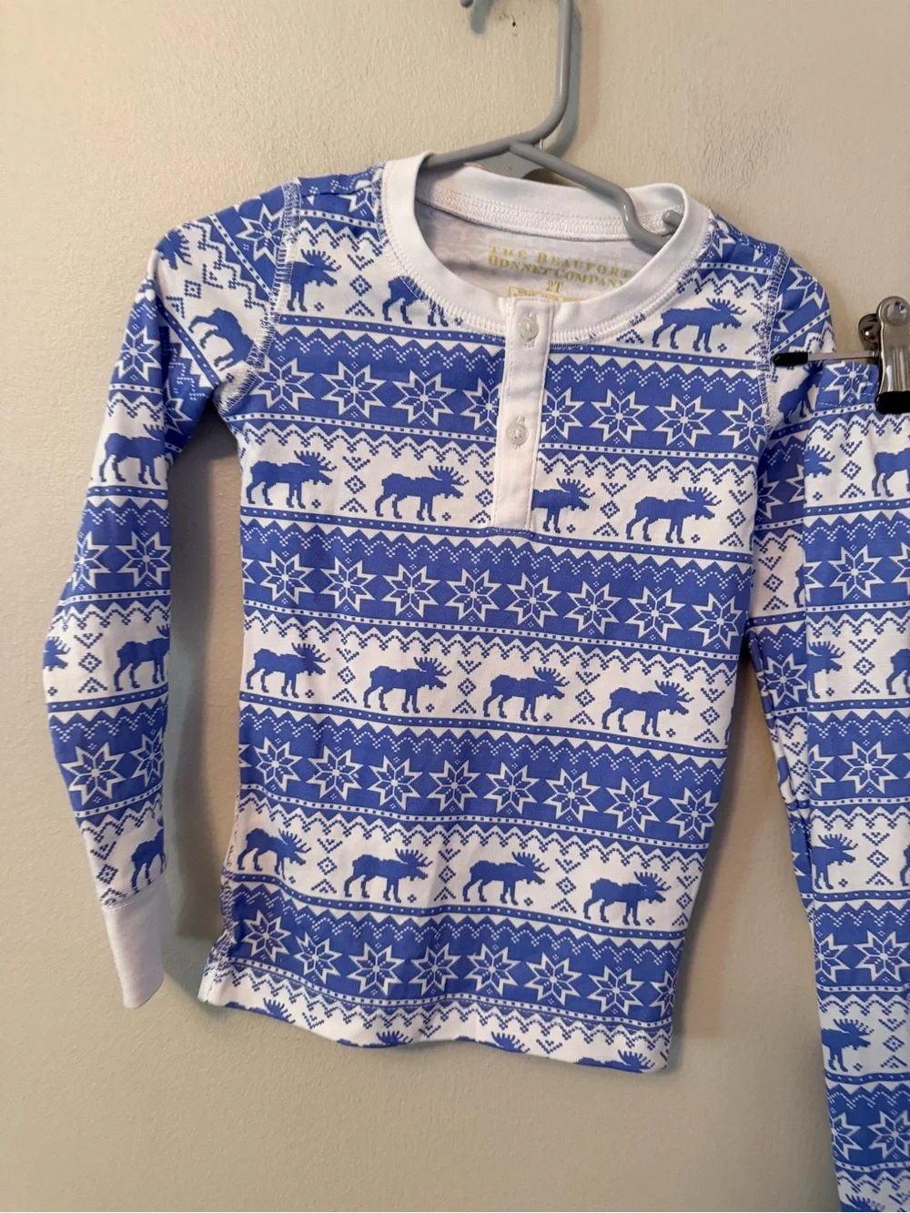 The Beaufort Bonnet Company Blue Reindeer and Snowflake Pajamas